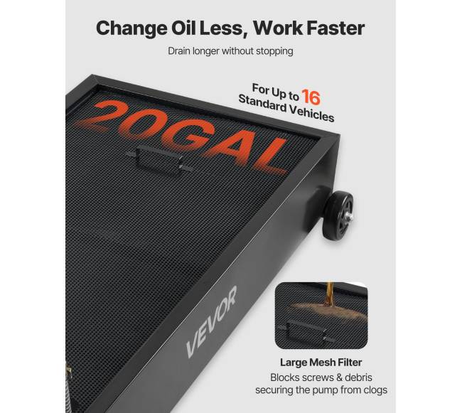 Mažos profilio alyvos išleidimo talpa su siurbliu2