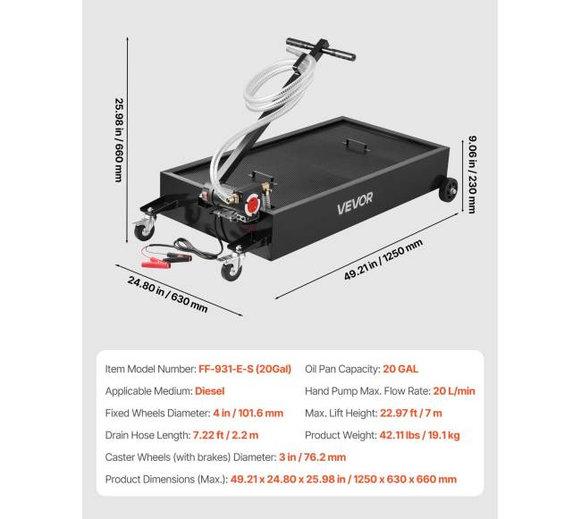 Mažos profilio alyvos išleidimo talpa su siurbliu6