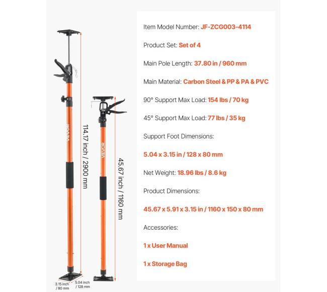 spintelių kėlimo palaikymo stulpai, 4 vnt.6