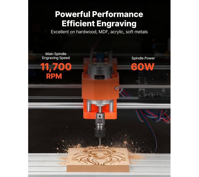 CNC routeris su 60 W veleno1