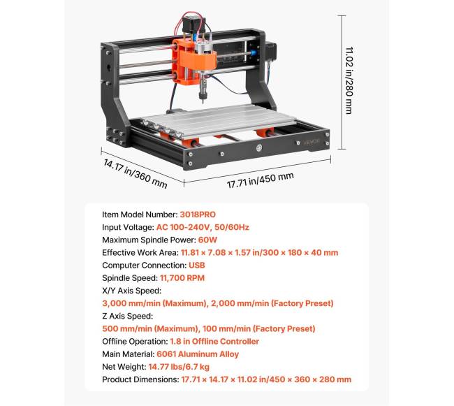 CNC routeris su 60 W veleno6