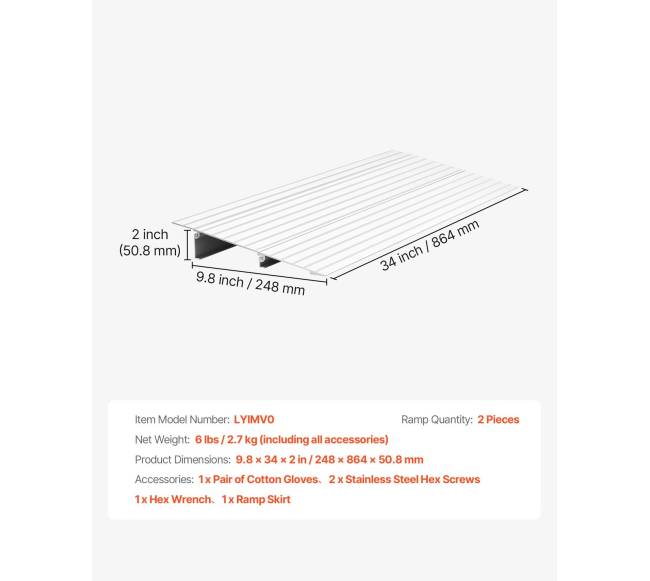 Aliuminio slenksčio pandusas 6 cm pakėlimo6