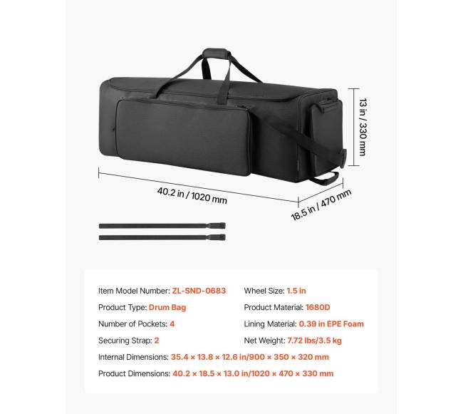 Būgnų įrangos krepšys su ratukais6