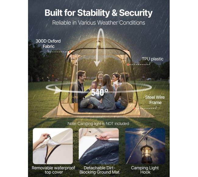 Išskleidžiama sportinė palapinė, skaidri kupolas2