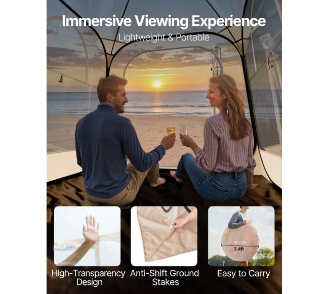 Išskleidžiama sportinė palapinė, skaidri kupolas5