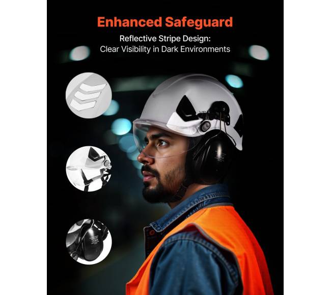 Saugos šalmų ABS su ausinėmis ir vizoriumi4