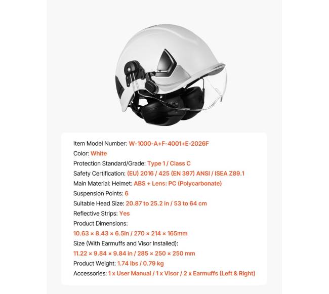 Saugos šalmų ABS su ausinėmis ir vizoriumi6