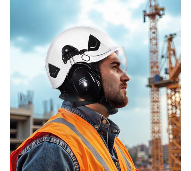 Saugos šalmų ABS su ausinėmis ir vizoriumi7