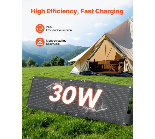 Sulankstomas 30W saulės kolektorius, USB ir Type-C1