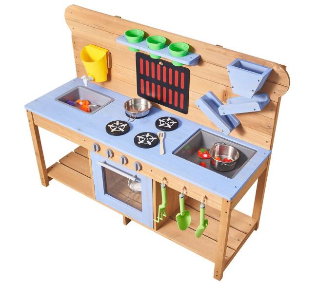 Vaikiškas lauko medinis purvo virtuvė0