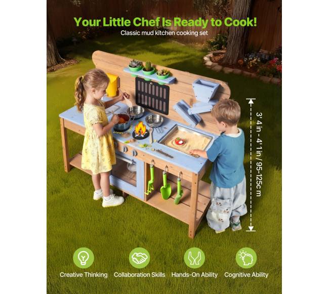 Vaikiškas lauko medinis purvo virtuvė1