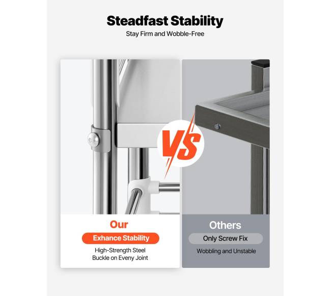 Nerūdijančio plieno vežimėlis su 2 lygių ratukais2