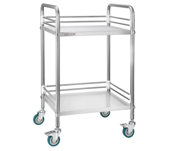 Nerūdijančio plieno vežimėlis su 2 lygių ratukais10