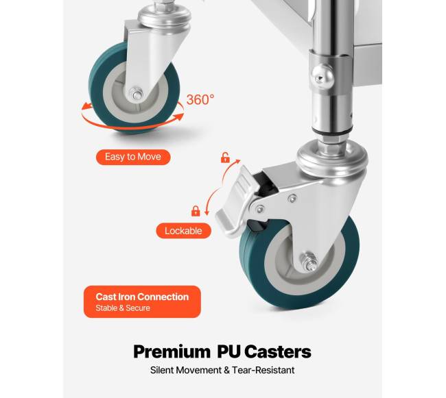 Nerūdijančio plieno vežimėlis su 3 aukštais3