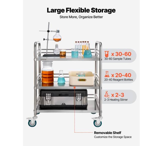 Nerūdijančio plieno vežimėlis su 3 aukštais4