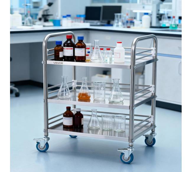 Nerūdijančio plieno vežimėlis su 3 aukštais7