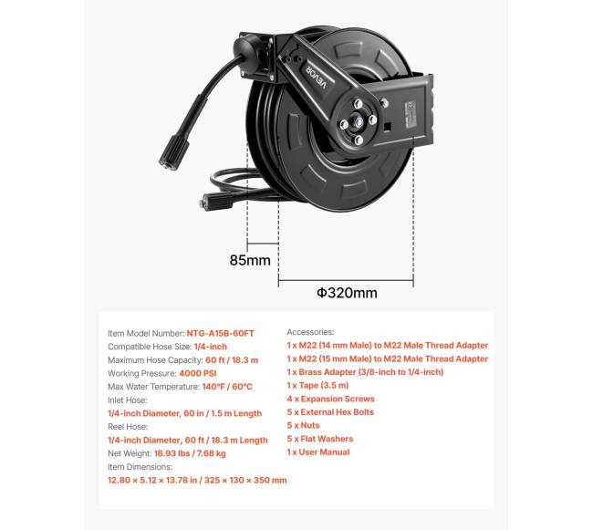 Aukšto slėgio žarnos ritė 18,3 m6