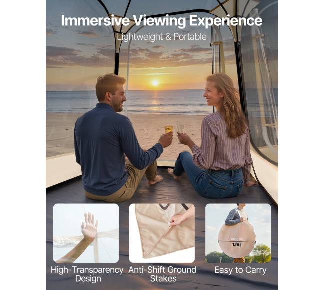 Iššokantis skaidrus kupolo palapinė5