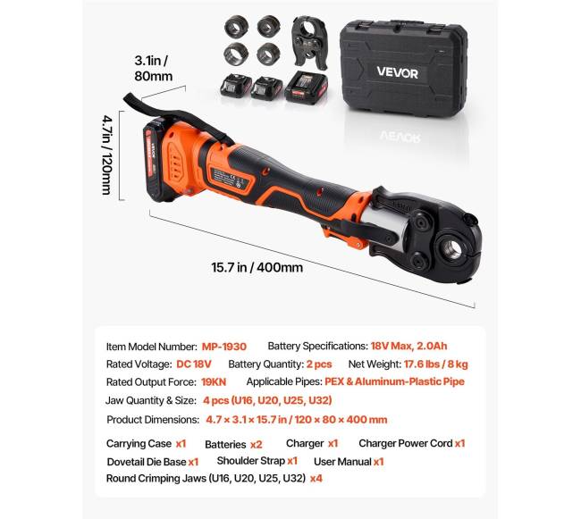 Belaidis vamzdžių užspaudimo įrankis PEX ir aliuminio vamzdžiams6