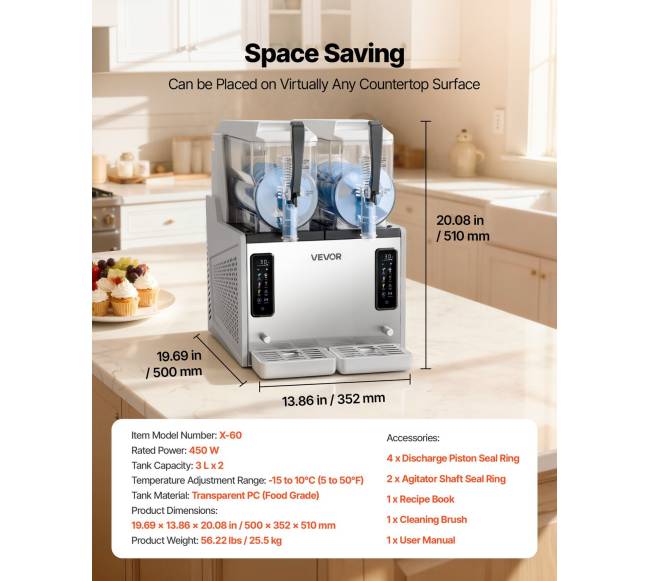 Šalčio mašina 3L100oz, 2 talpos namams6