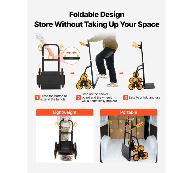 Laiptų kopimo karutis 200 kg su teleskopine rankena3