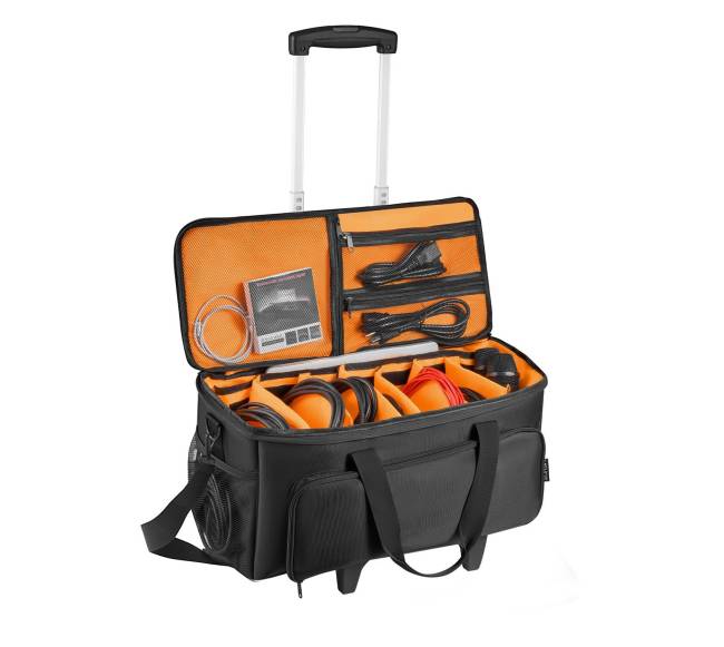 Riedanti DJ kabelių kuprinė su ratais0