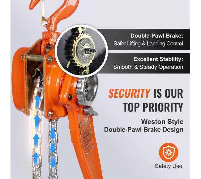 Rankinis svirtinis grandinės keltuvas 1,5 t 10 pėdų2
