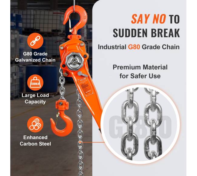 Rankinis svirtinis grandinės keltuvas 1,5 t 10 pėdų3