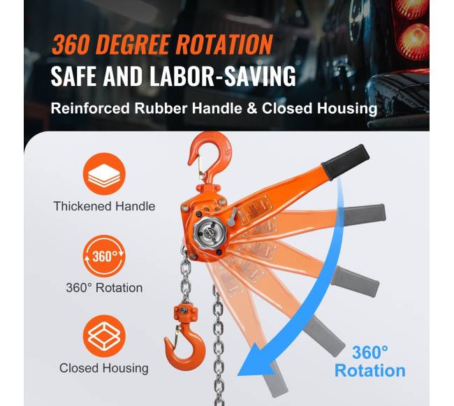 Rankinis svirtinis grandinės keltuvas 1,5 t 10 pėdų5