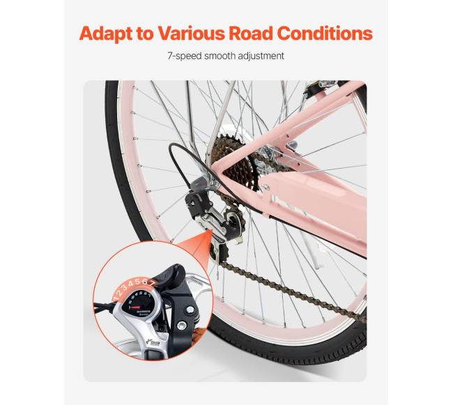 26 colių rožinis kranto dviratis su krepšiu3