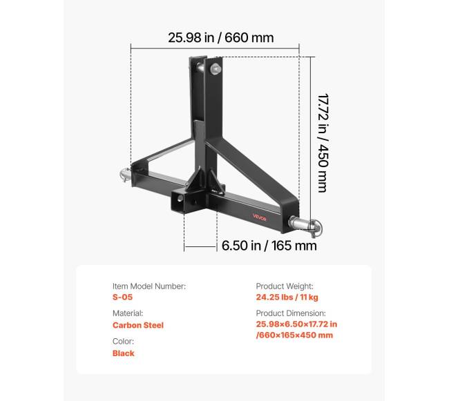 2 colių priekabos kablis traktoriui 1 kategorijos6