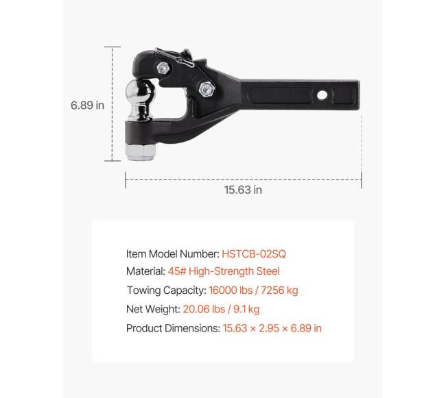 Pintle jungtis su 5-7,6 cm žiedo kabliu 7256 kg6