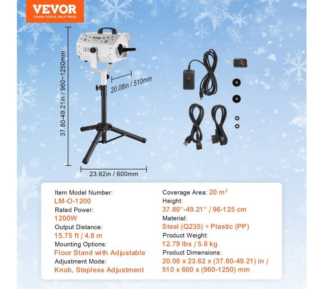 1200W sniego mašina su reguliuojamu stovu6