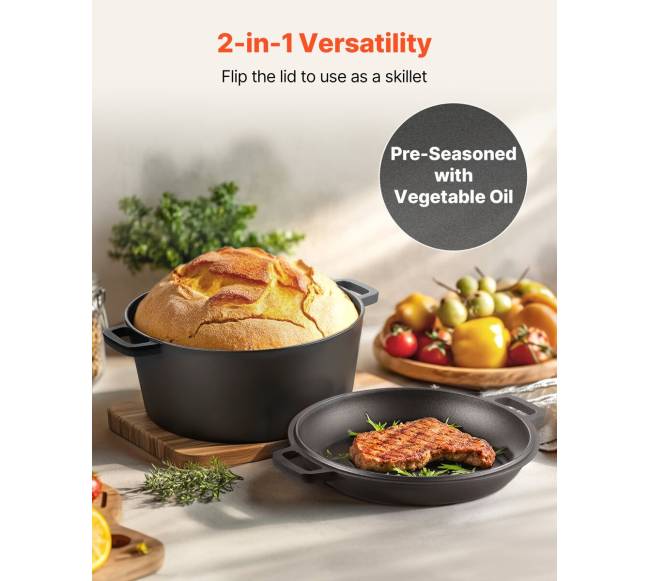 ketaus puodas su keptuvės dangčiu 4,7 l3