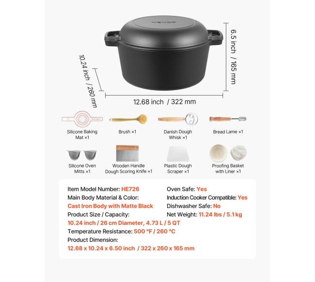 ketaus puodas su keptuvės dangčiu 4,7 l6