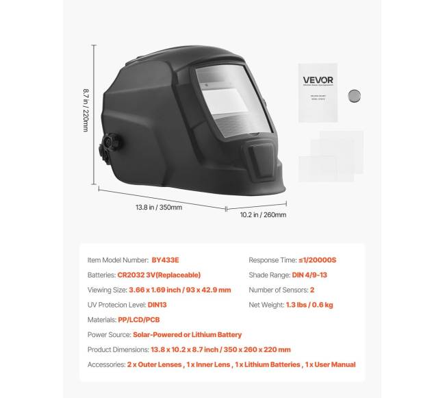 Automatiškai tamsėjantis suvirinimo šalmas su saulės energija6
