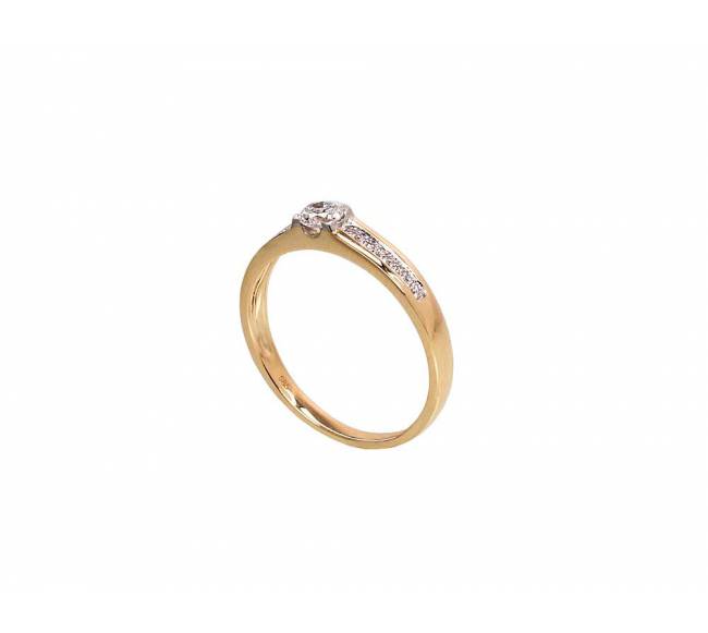Auksinis sužadėtuvių žiedas. Praba: 585, Metalas: Geltonas Auksas, Akmuo: Briliantai1