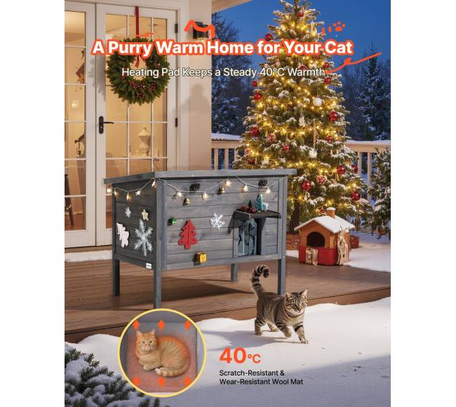 Medinis šildomas namelis katėms lauke1