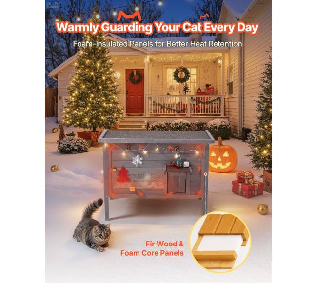 Medinis šildomas namelis katėms lauke2