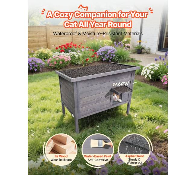 Medinis šildomas namelis katėms lauke3