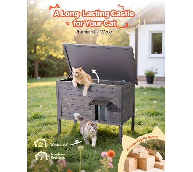 Medinis šildomas namelis katėms lauke4