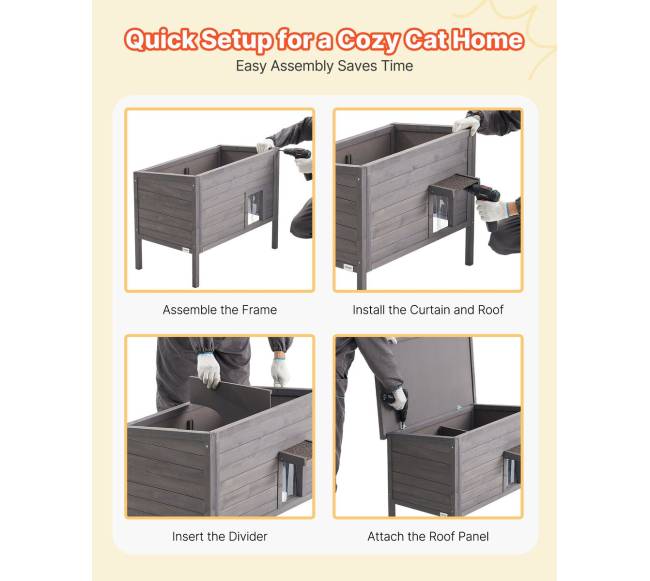 Medinis šildomas namelis katėms lauke5