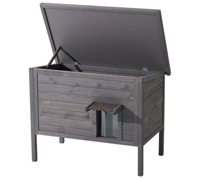 Medinis šildomas namelis katėms lauke10