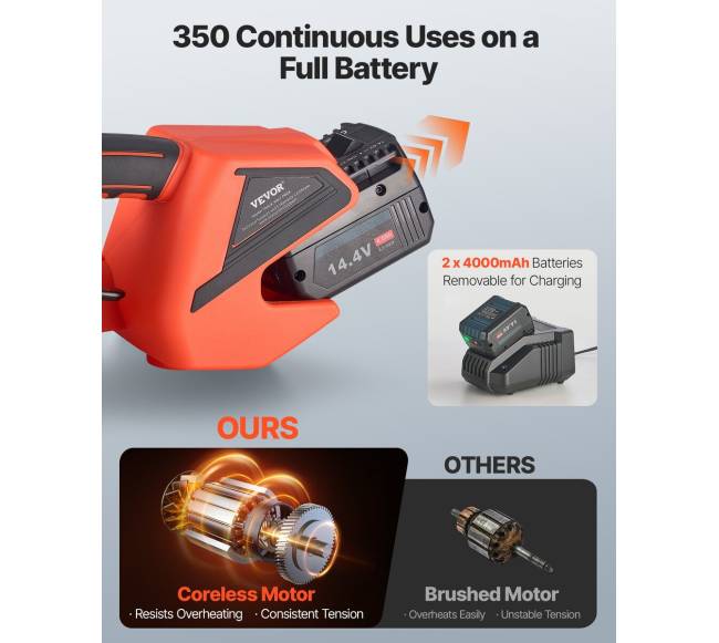 Elektrinė juostavimo mašina, 2 x 4000 mAh baterijos3