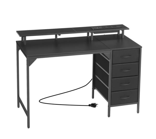 120 cm kompiuterio stalas su LED šviesomis ir elektros lizdais0