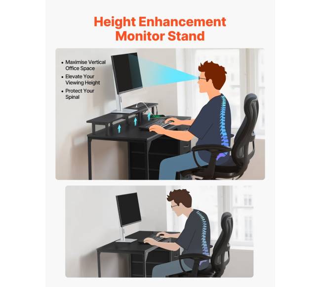 120 cm kompiuterio stalas su LED šviesomis ir elektros lizdais4