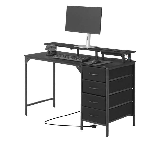 120 cm kompiuterio stalas su LED šviesomis ir elektros lizdais8