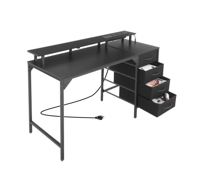 120 cm kompiuterio stalas su LED šviesomis ir elektros lizdais9