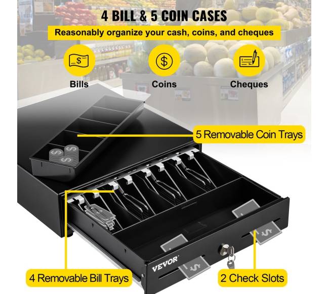 Kasos stalčius su 4 banknotų ir 5 monetų skyreliais3