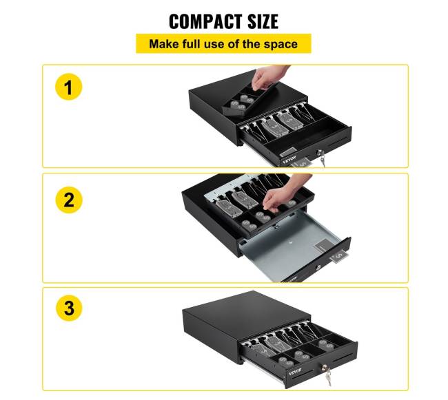 Kasos stalčius su 4 banknotų ir 5 monetų skyreliais5